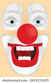 Isolated clown face. vector illustration