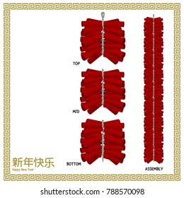 Isolated cluster of firecracker. There are 3 parts top,mid,bottom. You can extend length as long as you want
