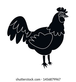 Isolated cock bird object logo. Cock and feather stock symbol for web.