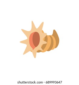 Isolated Cockleshell Flat Icon. Seashell Vector Element Can Be Used For Cockleshell, Seashell, Scallop Design Concept.