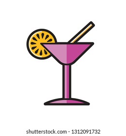 isolated cocktail glass vector drawing