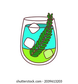 Isolated cocktail icon with leaf and ice Vector