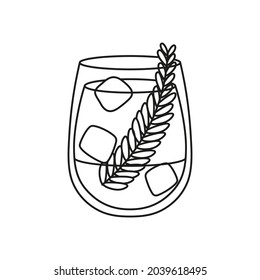 Isolated cocktail icon with leaf and ice Vector