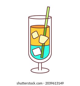 Isolated cocktail icon with a straw and ice Vector