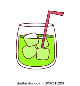 Isolated cocktail icon with a straw and ice Vector