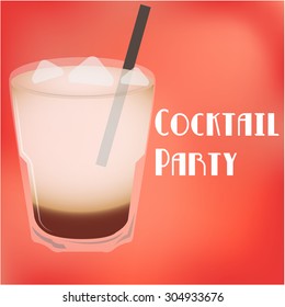 Isolated cocktail on a colored background with text. Vector illustration