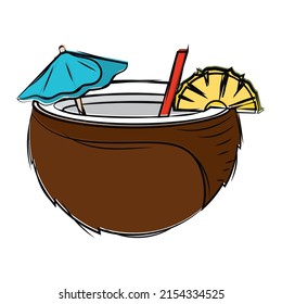 Isolated cocnut cocktail vector illustration