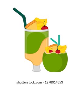 Isolated coconut cocktail image. Vector illustration design