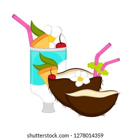 Isolated coconut cocktail image. Vector illustration design