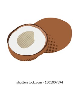 Isolated coconut. Halftone style. Vector illustration design