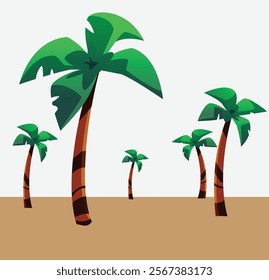 Isolated coconut palm tree with lush green leaves and a slender trunk. Perfect tropical design for vacation, summer, or beach-themed illustrations and projects.