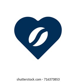 Isolated Coffee Bean Symbol On Clean Background. Vector Heart Element In Trendy Style.