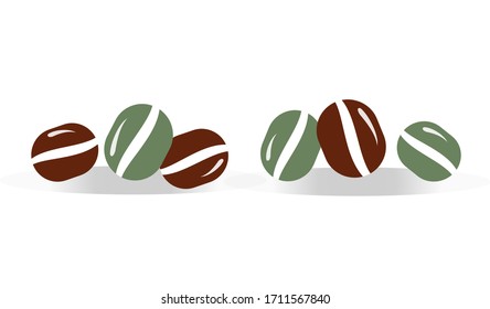 
Isolated coffee beans on a light background. Vector.