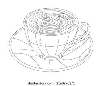 Isolated coffee. Cappuccino. Cup line icon. Coloring book. Vector