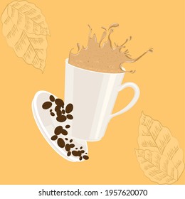 Isolated coffee cup with coffee beans - Vector illustration