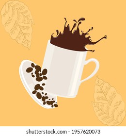Isolated coffee cup with coffee beans - Vector illustration