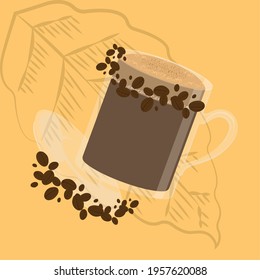 Isolated coffee cup with coffee beans - Vector illustration