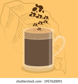 Isolated coffee cup with coffee beans - Vector illustration