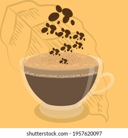 Isolated coffee cup with coffee beans - Vector illustration