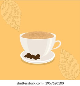 Isolated coffee cup with coffee beans - Vector illustration