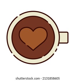 Isolated coffee cup with heart shape foam flat design icon Vector illustration