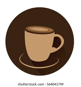 Isolated coffee cup on a brown sticker, Vector illustration