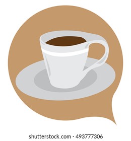 Isolated coffee cup on a colored sticker, Vector illustration