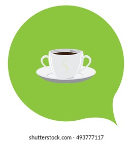 Isolated coffee cup on a green sticker, Vector illustration