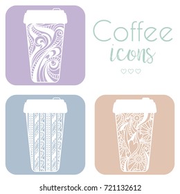 Isolated coffee cups icons