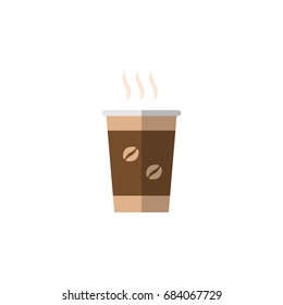 Isolated Coffee Flat Icon. Cappuccino Vector Element Can Be Used For Cappuccino, Coffee, Cup Design Concept.