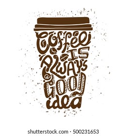 Isolated coffee to go art composition or icon composed of dark color text vector illustration