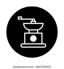 Isolado moedor de café ícone design em preto e branco oferecendo uma representação minimalista ideal para branding