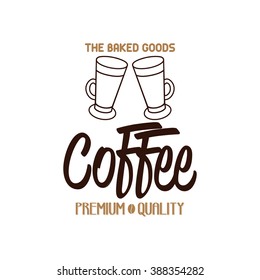 Isolated coffee icon with text on a white background