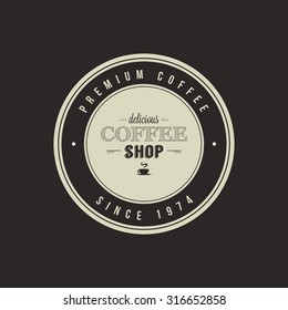 Isolated coffee label on a black background