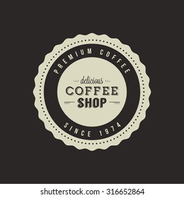 Isolated coffee label on a black background