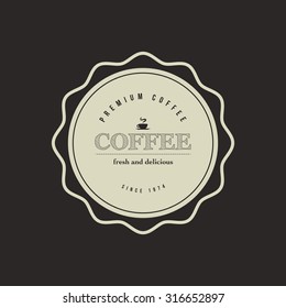 Isolated coffee label on a black background