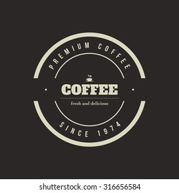 Isolated coffee label on a black background