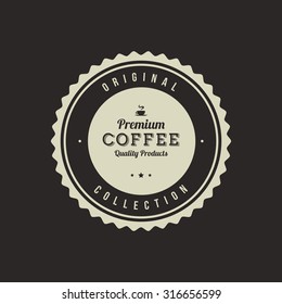 Isolated coffee label on a black background