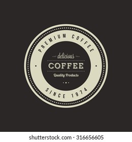 Isolated coffee label on a black background