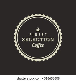 Isolated coffee label on a black background