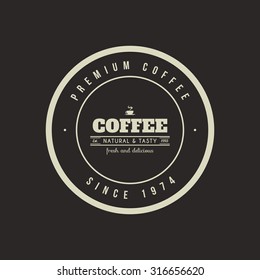 Isolated coffee label on a black background