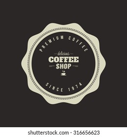 Isolated coffee label on a black background