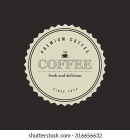 Isolated coffee label on a black background