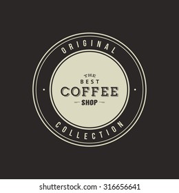 Isolated coffee label on a black background