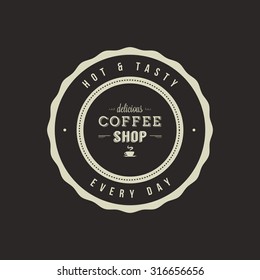 Isolated coffee label on a black background