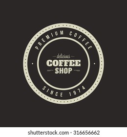Isolated coffee label on a black background