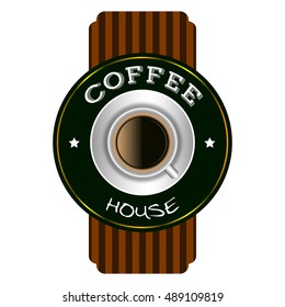 Isolated coffee label on a white background, Vector illustration