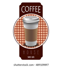 Isolated coffee label on a white background, Vector illustration