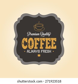 Isolated coffee label with text on a colored background. Vector illustration