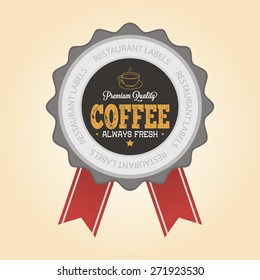 Isolated coffee label with text on a colored background. Vector illustration
